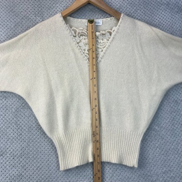 Vtg 80s Ann Katrine Womens Sweater Lambs Wool Angora Dolman Pearl Lace V-Neck Md - Picture 8 of 13